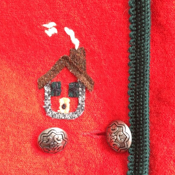 Giesswein Womens Jacket Cardigan Sz 12 Wool Applique Buttons Made in Austria - Picture 7 of 11